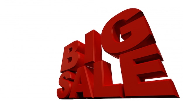 3D rendering of text big sale isolated on white background.