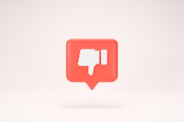 3D Rendering Text Box Dislike Social Media Symbols Icon red color Background Front View