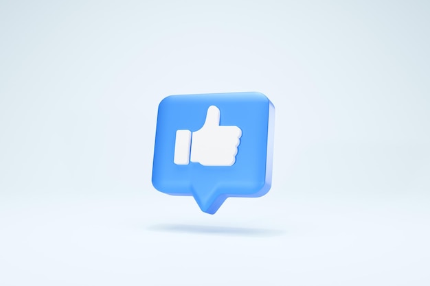 3D Rendering Text Box Like Social Media Symbols Icon Background Perspective View