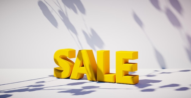 Photo 3d rendering of text sale banner for the sale and advertising of goods at a discount