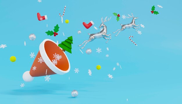 3D-rendering thema Prettige kerstdagen en een gelukkig nieuwjaar.