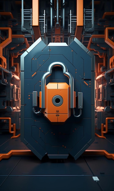 3D rendering on the theme of lock minimalistic background