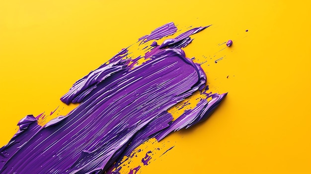 3D-рендеринг густой фиолетовой масляной краски на желтом фоне
