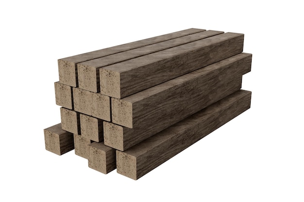 3d rendering thick wooden planks