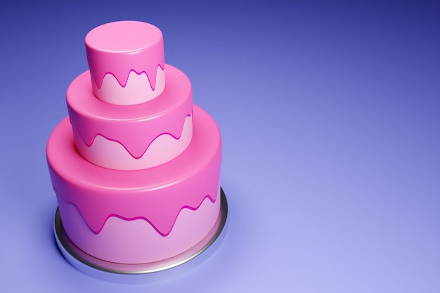 3D rendering three-tier wedding cake