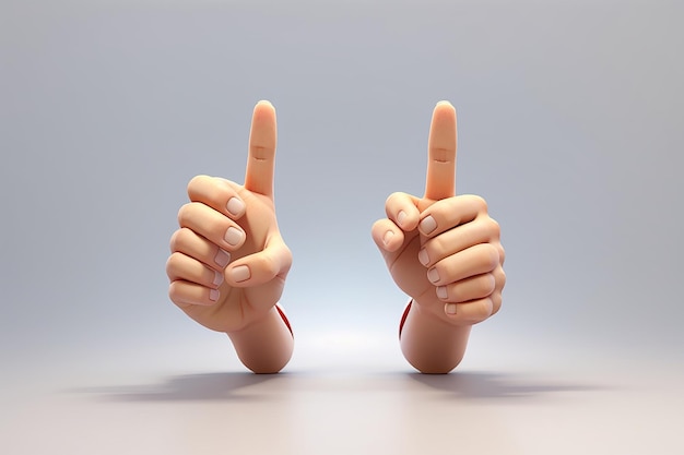 3d rendering of thump up hand sign isolate on white background 3d render illustration cartoon style