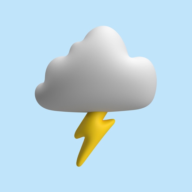 3d rendering of thunder icon