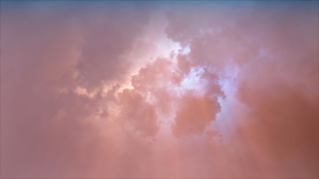 3D-рендеринг грозовых облаков с яркими вспышками молний