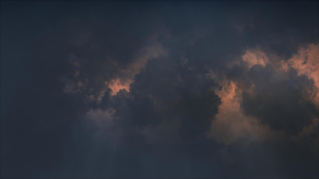 Photo 3d rendering of thunderclouds with bright lightning flashes