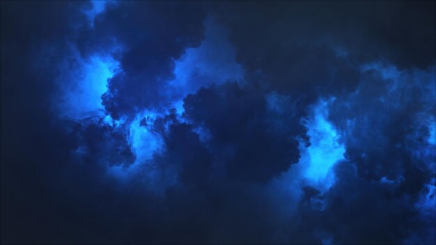 3D rendering of thunderclouds with bright lightning flashes