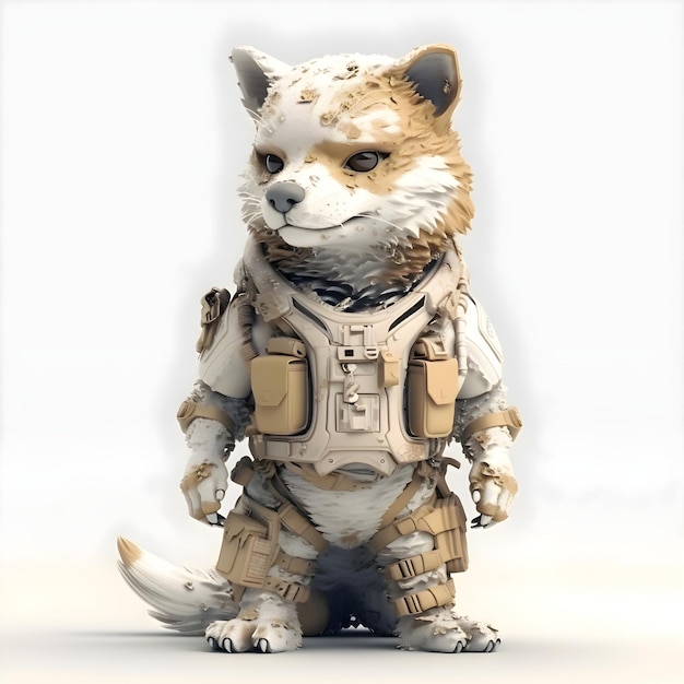 3D rendering of a tiger astronaut isolated on a white background