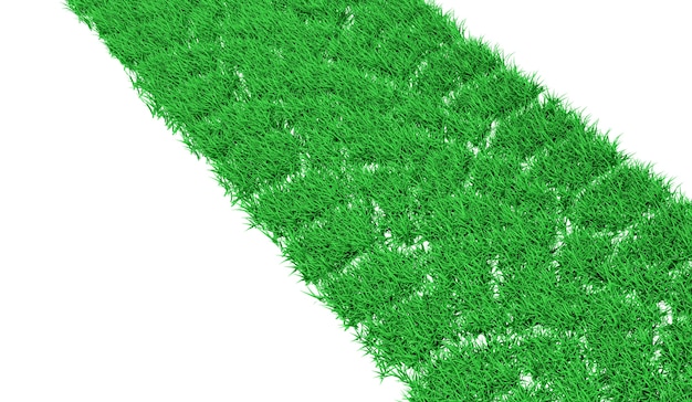 Traccia di rendering 3d di un'auto coperta di erba verde