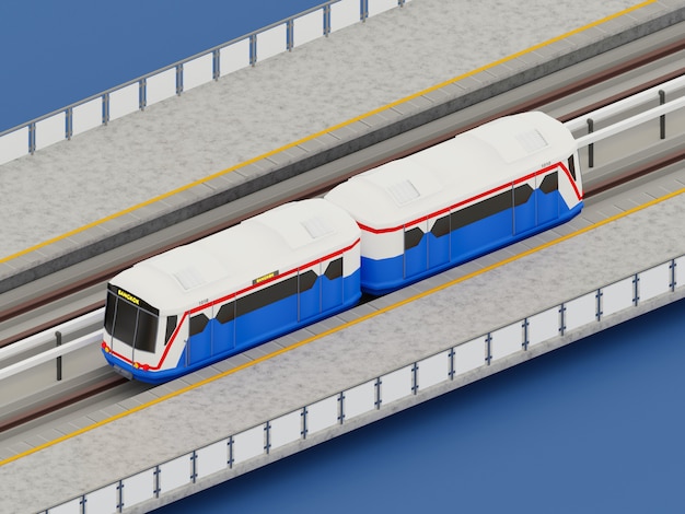 都市の3 Dレンダリング列車