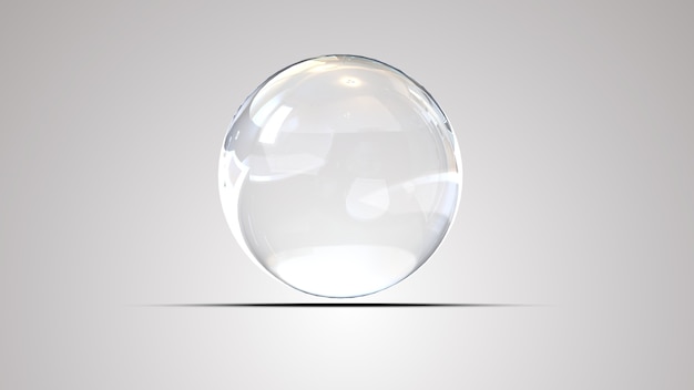 透明なガラス球の3Dレンダリング