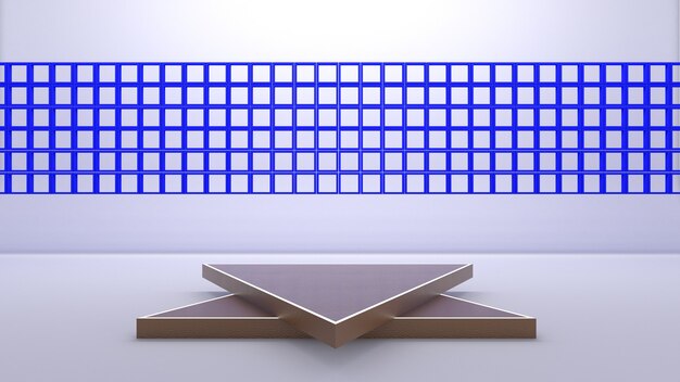 3d rendering of triangle podium for show product