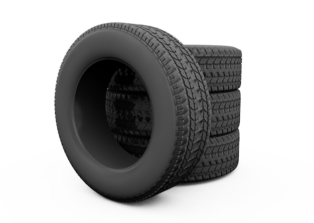 3D rendering truck tires on a white background