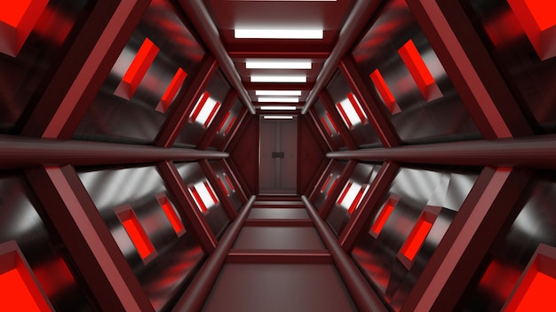 Foto tunnel di rendering 3d sci-fi tecnologia ad alta tecnologia sfondo astratto
