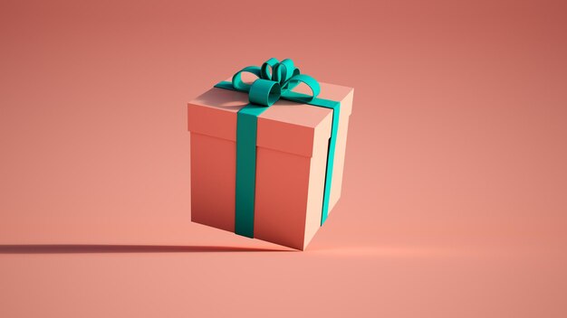 3D rendering of a turquoise and red giftbox