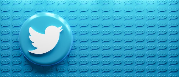 Photo 3d rendering twitter logo with message icon