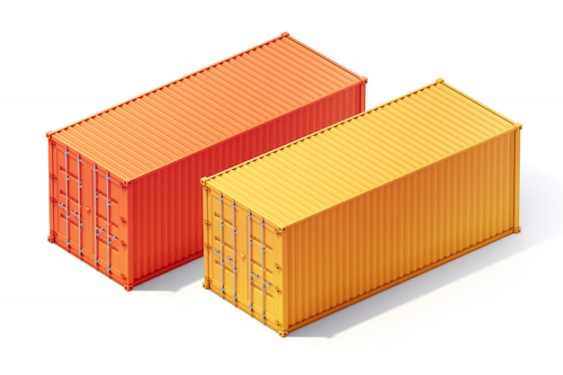 Photo 3d rendering of two metal containers