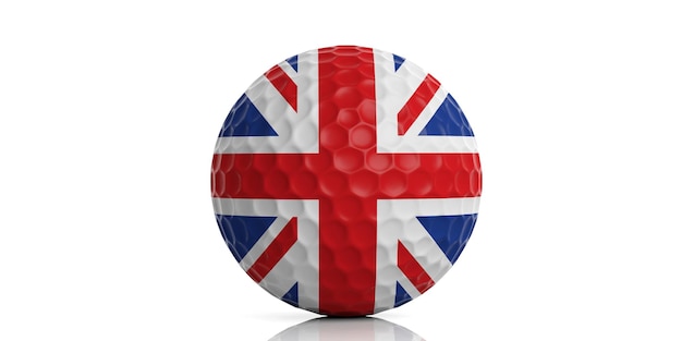 3d rendering UK flag golf ball