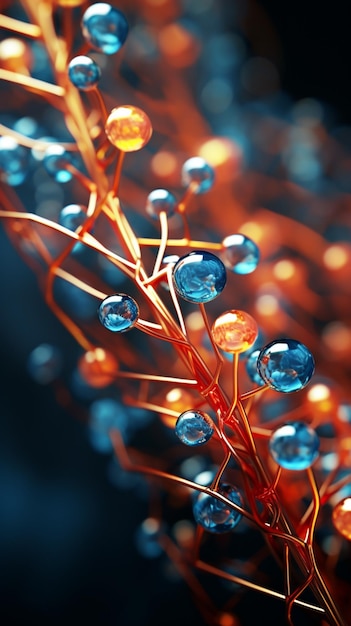 3D 렌더링은 생물학적 구조의 복잡한 유전자 라인과 노드를 공개합니다. 수직 모바일 월페이퍼
