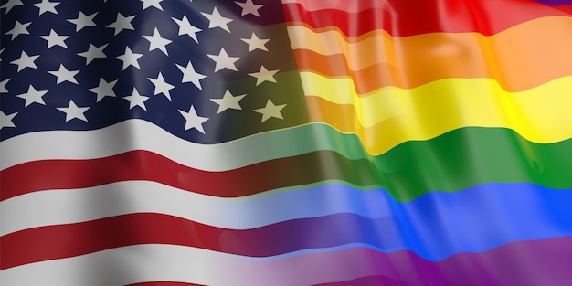 3d rendering USA and gay flag