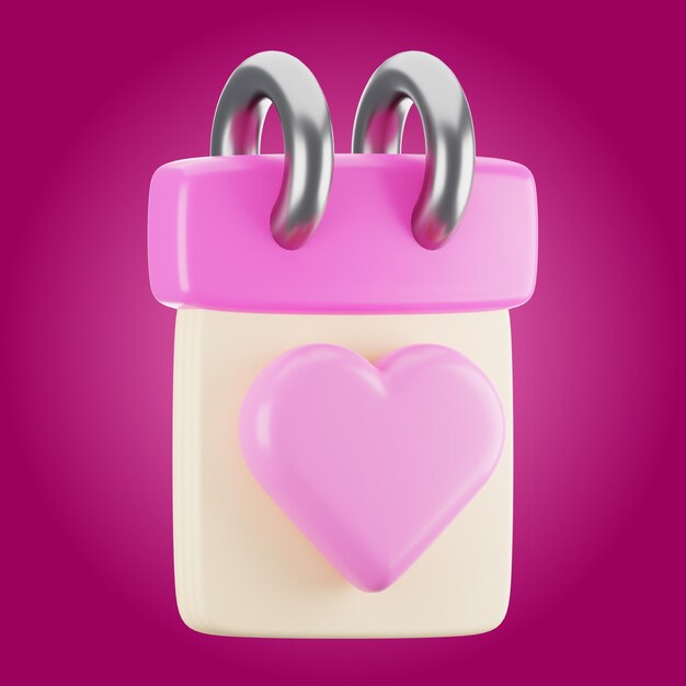 3d rendering valentine calendar icon Valentine day icon concept