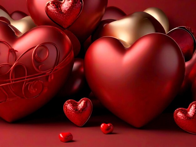 3d rendering valentine day heart background photo