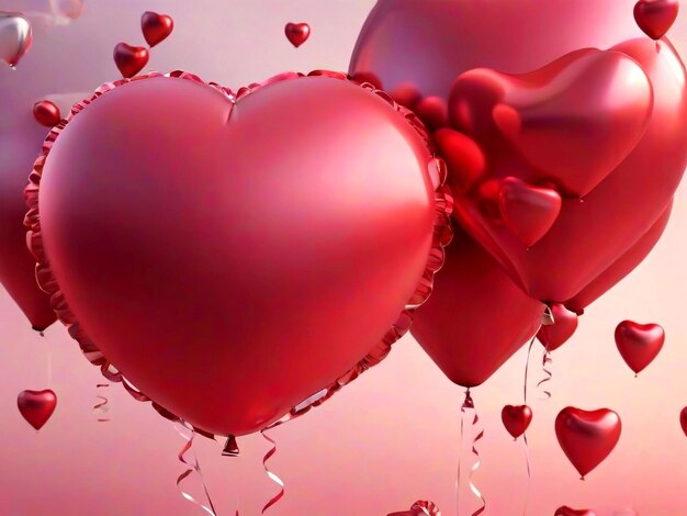 Photo 3d rendering valentine day heart background photo