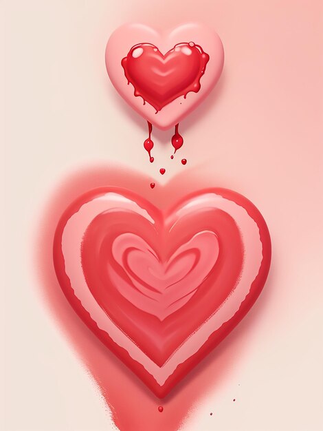 3d rendering Valentine's Day background with red hearts