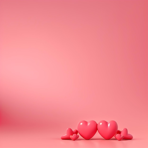 3d rendering Valentine's Day background with red hearts