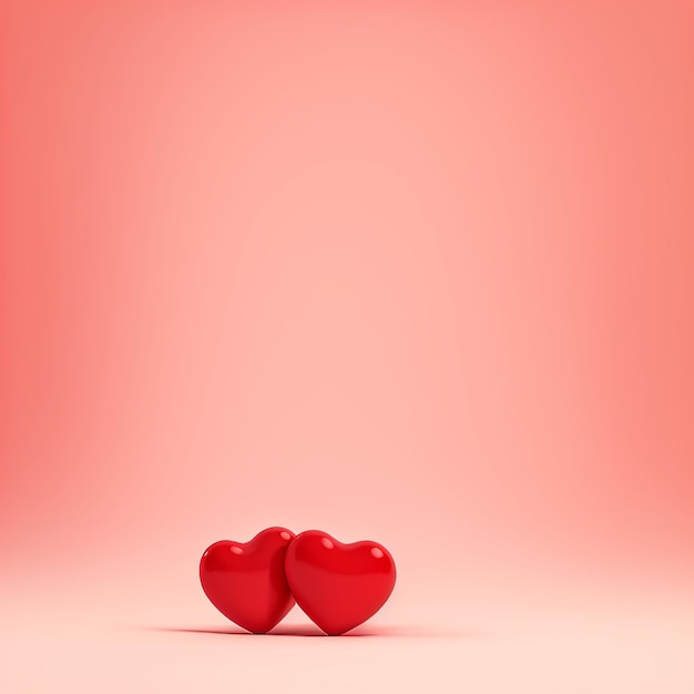 3d rendering Valentine's Day background with red hearts