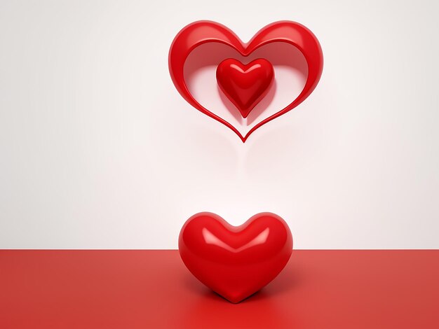 3d rendering Valentine's Day background with red hearts