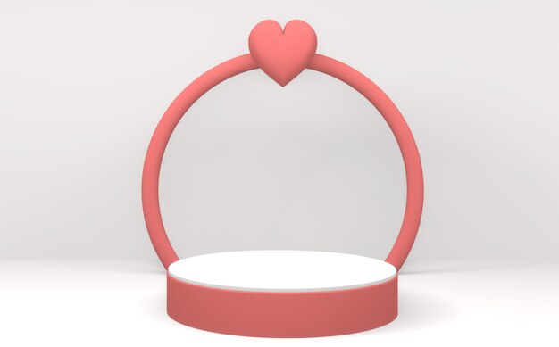 3D-rendering Valentine The Pink podium-display minimaal ontwerp op een witte achtergrond