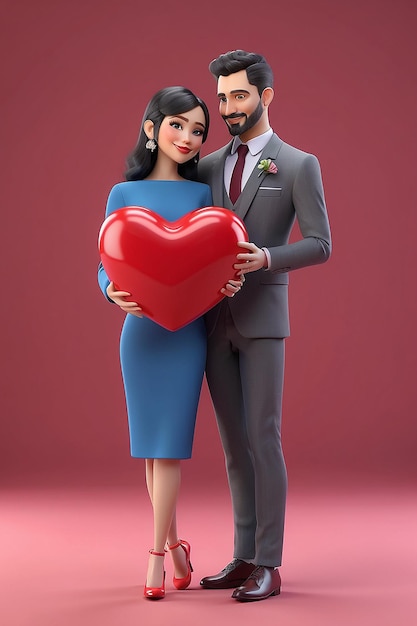 3D-рендеринг персонажа Дня святого Валентина в любви