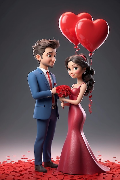 3d rendering of valentines day character in love