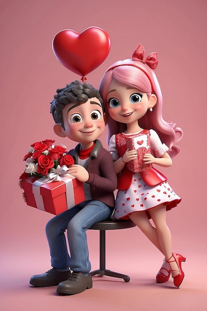 3d rendering of valentines day character in love