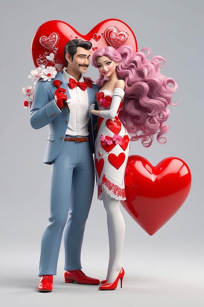 3d rendering of valentines day character in love