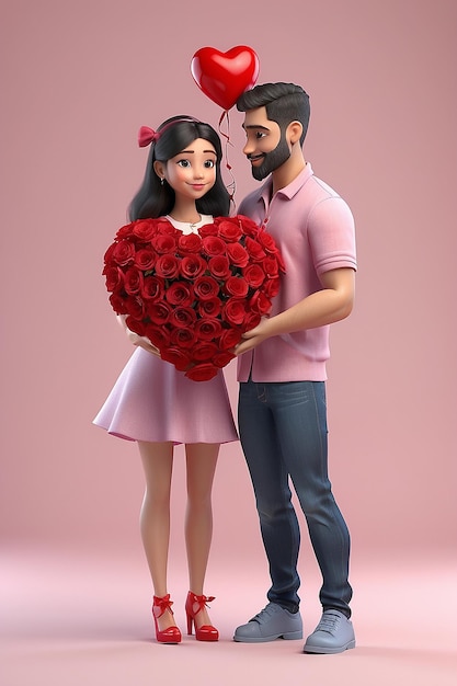 3d rendering of valentines day character in love