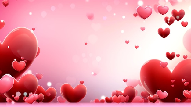 3d rendering Valentines Day hearts are flying in the air background Valentines Day