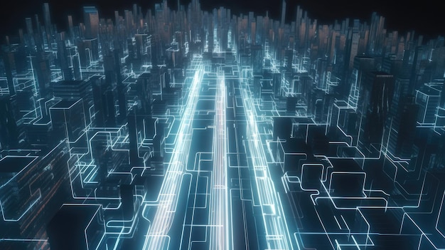 3D-rendering van abstract snelwegpad via digitaal
