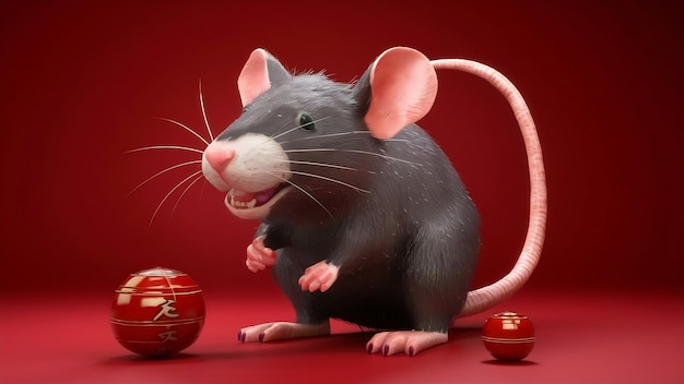 3d rendering van Chinese rat voor het vieren van het Chinese Nieuwjaar