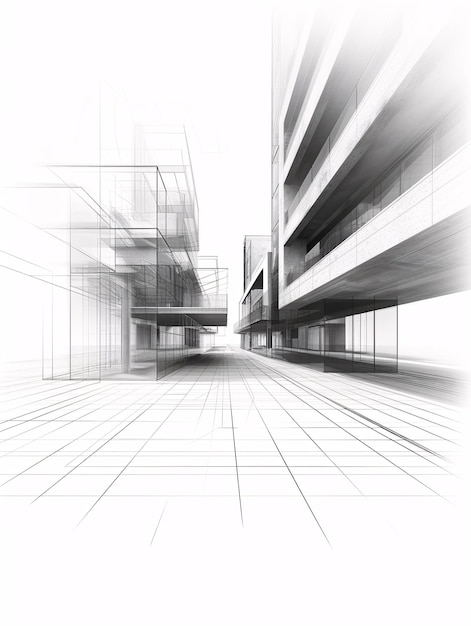 3D-rendering van creatief architectonisch ontwerp voor futuristisch stadsbeeld