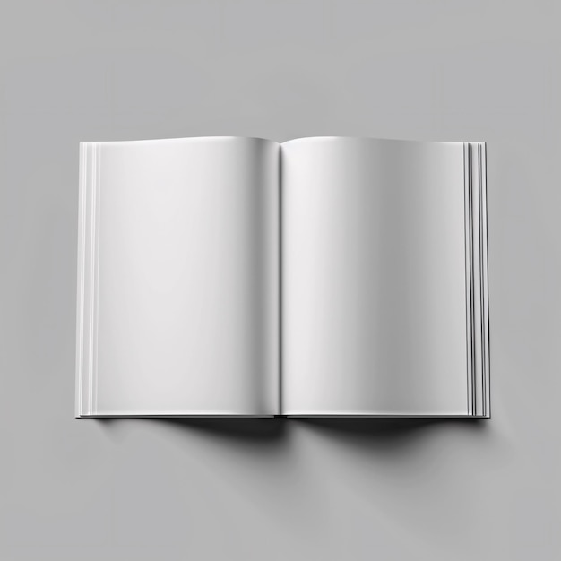 3D-rendering van een geopende blanke A4 tijdschriftbrochure