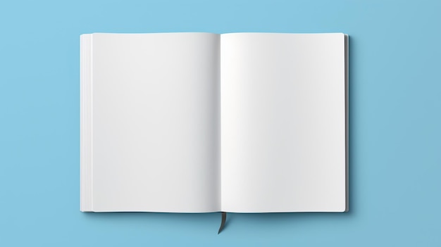 Foto 3d-rendering van een geopende blanke a4 tijdschriftbrochure