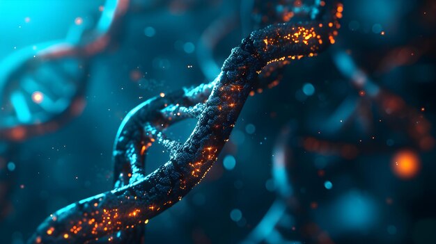 3D-rendering van een gloeiend DNA Moleculaire genomen structuur concept van de biochemie