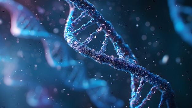 3D-rendering van een gloeiend DNA Moleculaire genomen structuur concept van de biochemie