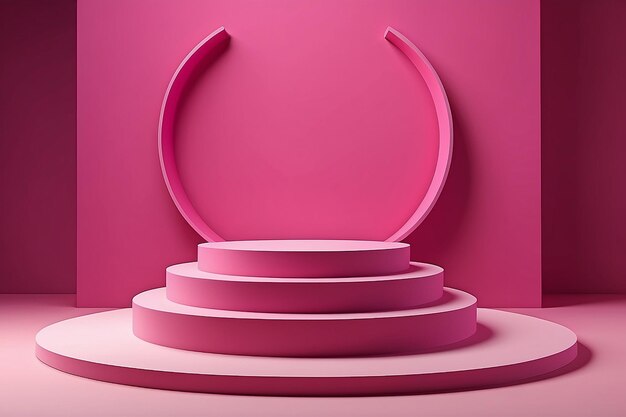 3d-rendering van een viva magenta podium voor product showcase achtergrond mockup merchandise en anderen