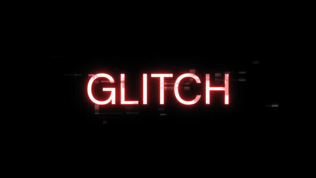 3D-rendering van glitchtekst met schermeffecten van technologische glitches